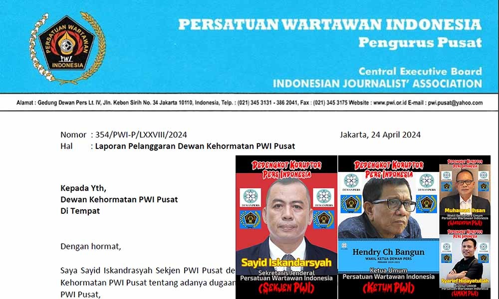 Bungul! Sekjen PWI Laporkan Dewan Kehormatan PWI ke Dewan Kehormatan&nbsp;PWI